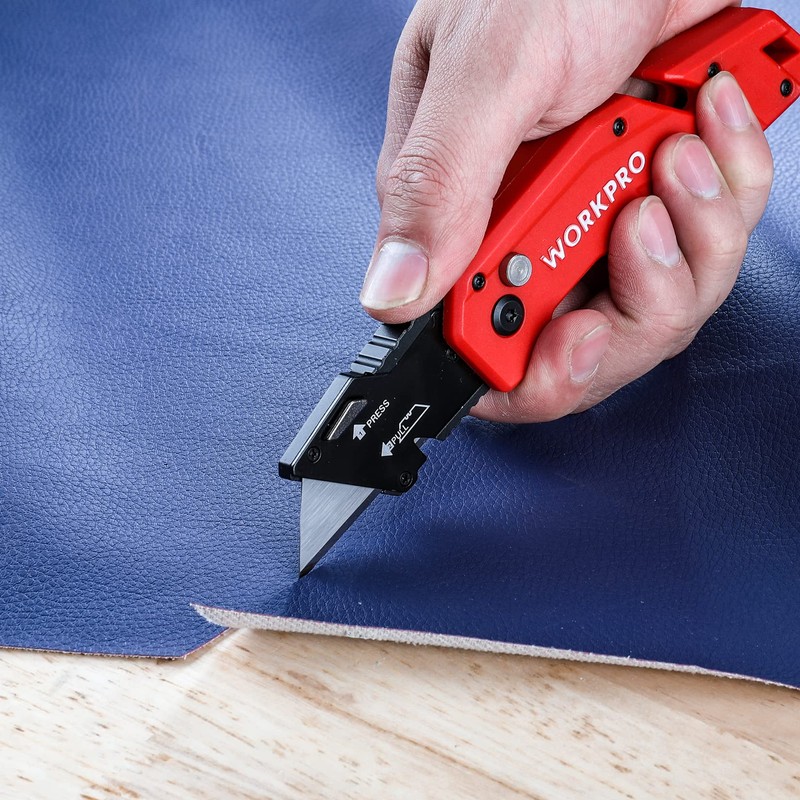 WORKPRO Folding Utility Knife, Quick Change Blade, Lightweight Nylon Handle,