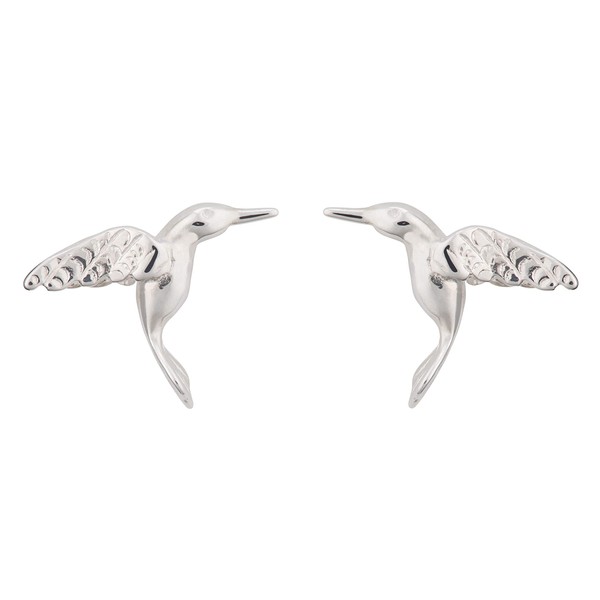 Lily Charmed - 925 Sterling Silver Hummingbird Stud Earrings