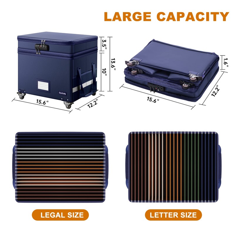 DocSafe File Box with Lock, 2-Layer Fireproof Document Box with
