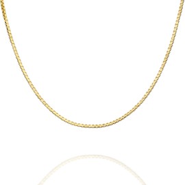 PAVOI Italian Solid 925 Sterling Silver, 22K Gold Plated Chain Necklaces | Snake, Square Box, Cable, Super Flex Curb, Miami Cuban and Rope Diamond-Cut Herringbone Necklace for Women and Men | MADE IN