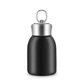 Boziee 280 ml Small Stainless Steel Thermos Flask, BPA-Free, Portable Insulated Flask for Hot and Cold Drinks (Black)