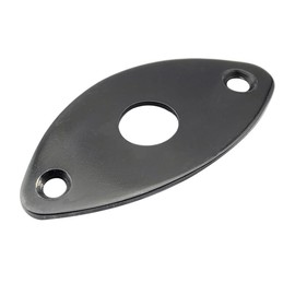 Black, 1 Piece Thick Oval Dented Electric Guitar Jack Output Plate Socket Jackplate with Mounting Screws for Electric Guitar Replacement