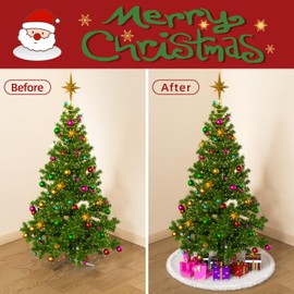 Christmas Tree Skirt - 36Inch Round Xmas Tree Skirt, 90cm Christmas Tree Mat, Christmas Tree Base Covers Ornament for Party Supply New Year Home Decoration (White)