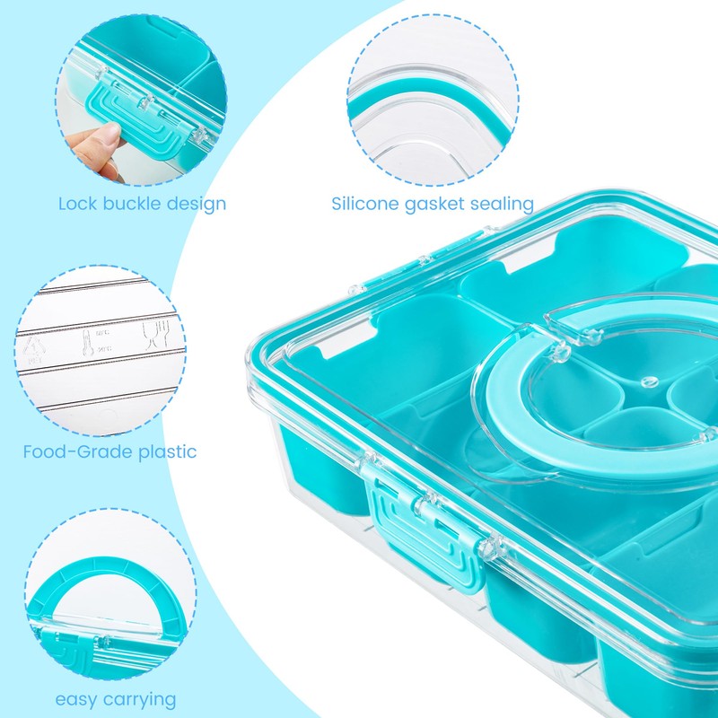 Divided Serving Tray with Lid and Handle - Snackle Box