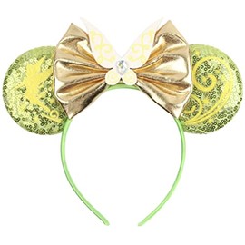 CLGIFT Tinkerbell Minnie Ears,Pick your color, Peter Pan Minnie Ears, Silver gold blue minnie ears, Rainbow Sparkle Mouse Ears,Classic Red Sequin Minnie Ears (Tinkerbell)