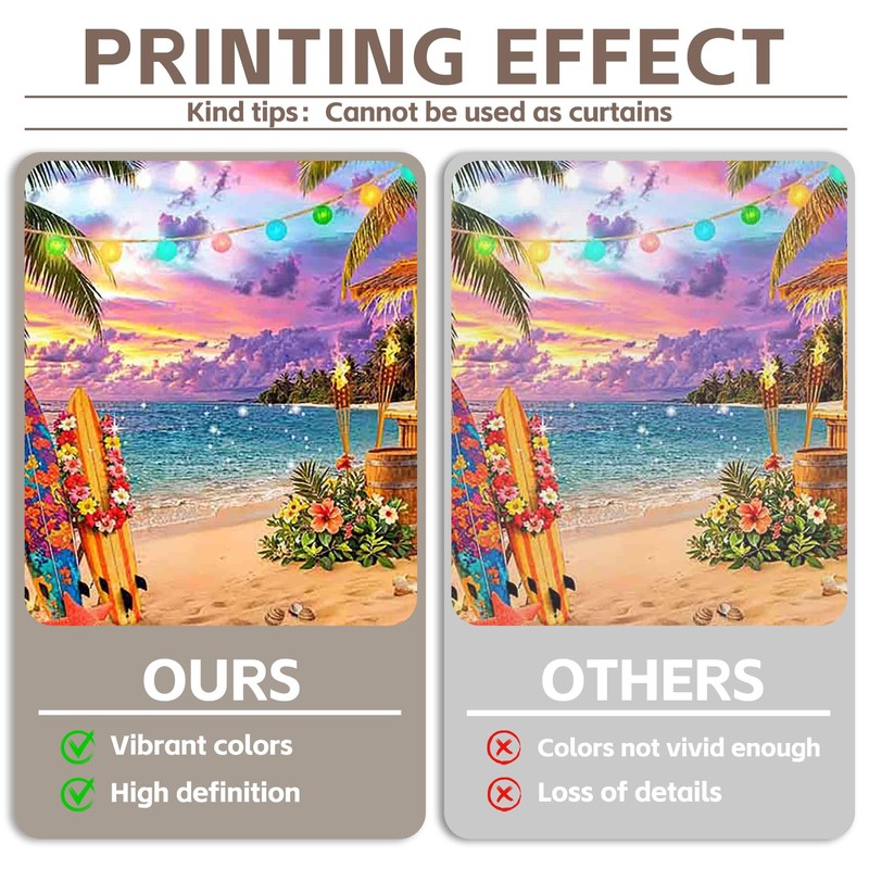 ZTHMOE Fabric 7x5ft Summer Hawaiian Beach Backdrop Tiki Bar Banner