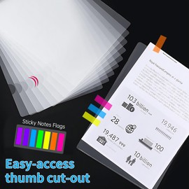 50PCS Plastic Clear Document Folders - L-Type Folders Copy Safe Project Pockets, for A4/ Letter Size Sheets, Transparent Color with 140 Pcs Index Tabs