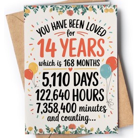 14th Birthday Card - 14 Birthday Card for Girls or Boys - Happy Birthday Cards for 14 Year Old Daughter, Son, Niece, Nephew, Grandson, Granddaughter - You Have Been Loved for Fourteen Years Bday - NUM 267