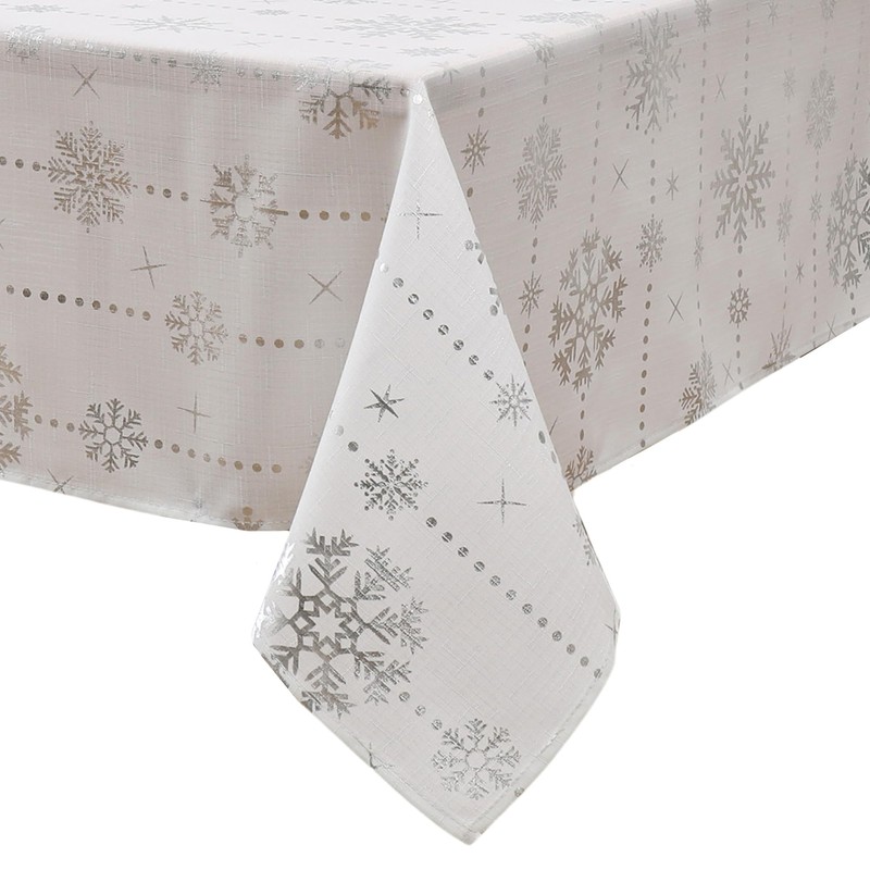 Elrene Home Fashions Wonderland Snowflake Metallic Foil Printed Fabric Holiday/Christmas