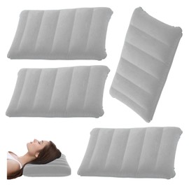 LNGJIN Inflatable Camping Cushion, Pack of 4 Inflatable Cushion, Neck Pillow, Inflatable Beach Cushion, Flocking Pillow, Comfortable Travel Pillow, for Office, Outdoor, Hiking, Beach Holiday, Camping