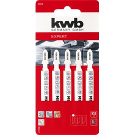 kwb 5 x Jigsaw Blades for Metal, Coarse (Suitable for Aluminium, Sheet Metal, Non-Iron Metals, Acrylic Glass, Bi-Metal, Corrugated and Milled Teeth, T-Mount)