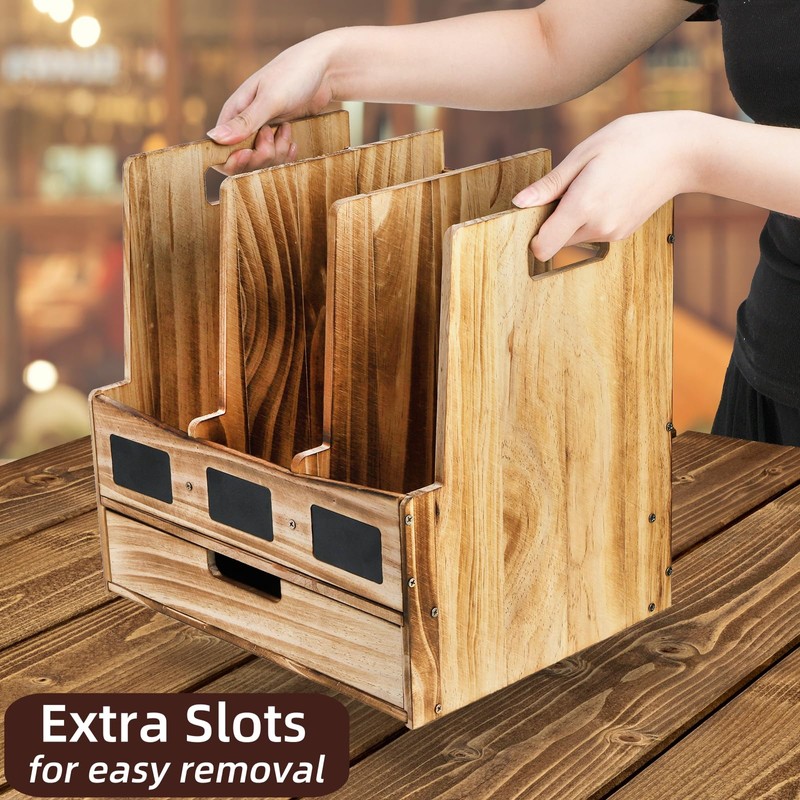 Eorbow Wooden Desk File Organizer, Desktop Document Folder Holder with