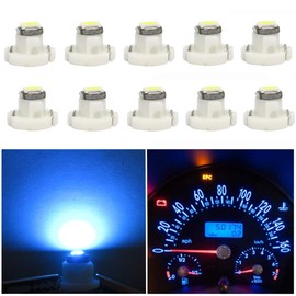 WLJH 10x Ice Blue T4.2 Neo Wedge Led 3030 Chip 10mm Base Car Instrument Cluster Led Bulb Dashboard Gauge Bulb HVAC AC Heater Climate Control Lamps Switch Indication Interior Light Replacement