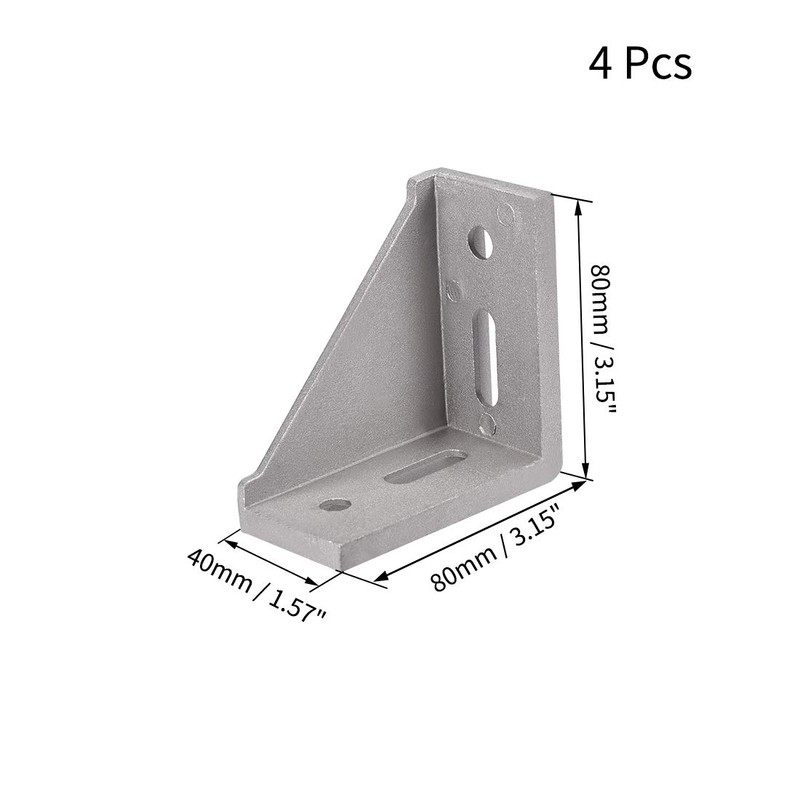 sourcing map Corner Bracket Gusset, 80mm x 80mm for 4040