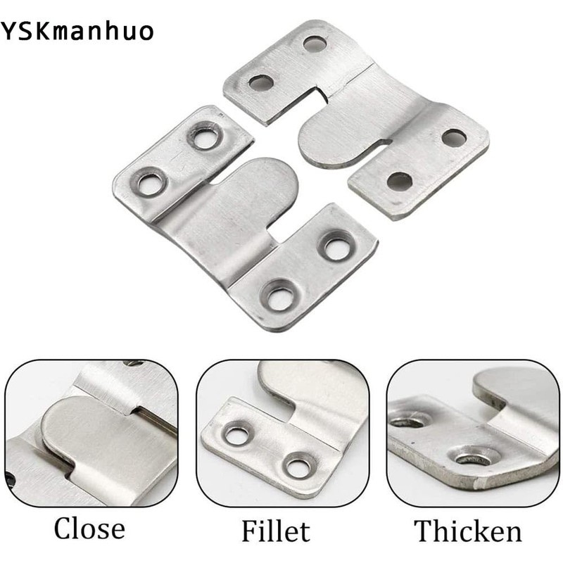 4 Pairs Flush Mount Bracket,Interlocking Furniture Connector,Stainless Steel Heavy Duty