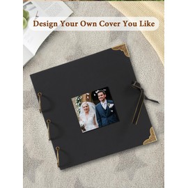 Yuforr Scrapbook Photo Albums 60 Pages Thick Kraft Square Paper Scrap Book Ideal for Your Scrapbooking Albums Art & Craft DIY Projects (21 x 21 cm)-Black