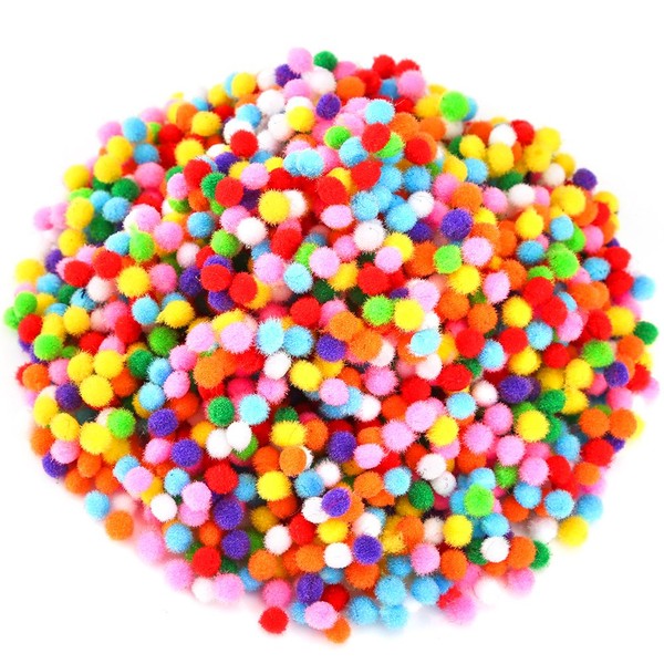 Caydo 2400 Pieces Mini Craft Pompoms Assorted Colors 6 mm Pom poms for Hobby Supplies and Valentine's DayDecorations