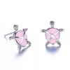 Unbranded Pink & Silver Turtle Necklace and Earring Stud Set