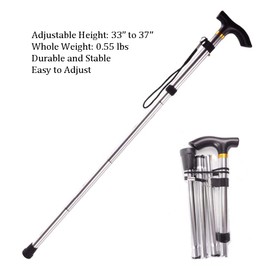 Collapsible Walking Cane for Women & Senior Men, Folding Lightweight Walking Sticks for Seniors Balance, Adjustable Canes, Stick and Crutches for Adults, bastones para caminar Mujer & Hombre (Silver)