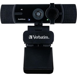 Verbatim Webcam con micrófono e iluminación, cámara Externa para Ordenador o portátil con HD 1080p de Enfoque automático, para videollamadas en casa