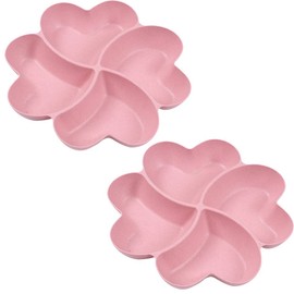 Incauca Divided Serving Tray, Appetizer Sectioned Platter, Dessert Serving Dish, Reusable Plastic Snack Plates, Round Relish Tray, 4 Compartment for Chips and Dip Veggies Candy Nut Fruit (Pink)