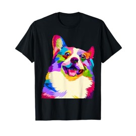 Pem Welsh Corgi Colorful Pop Art Portrait for Dog Lovers T-Shirt for Men Women Girls Kids