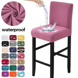 방수 바 의자 커버 스트레치 짧은 뒤 카운터 높이 다이닝 룸 카페 가구 [06 Purple] Waterproof Bar Chair Cover Stretch Short Back Counter Height Dining Room Cafe Furniture [06 Purple]