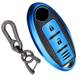 [KEE C] NISSAN Nissan Key Case, Black, Key Cover, 360 Degree Full Protection, Includes Mounting Tools, Intelligent Key, Smart Key Cover, blue