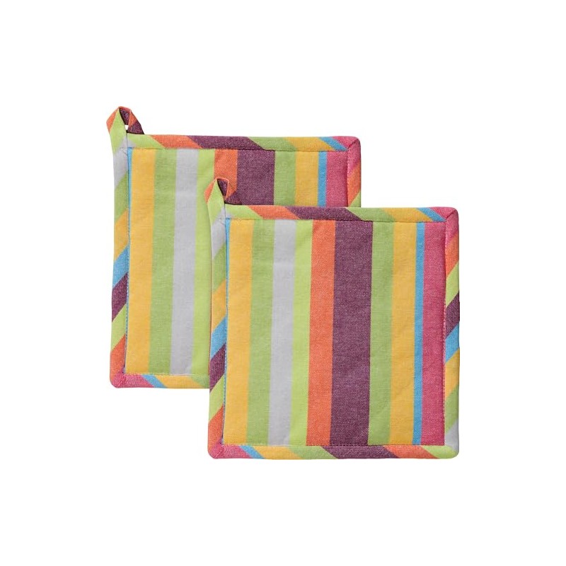 REDBEST Pot Holder Stripes Pack of 2 Cotton Colourful Size
