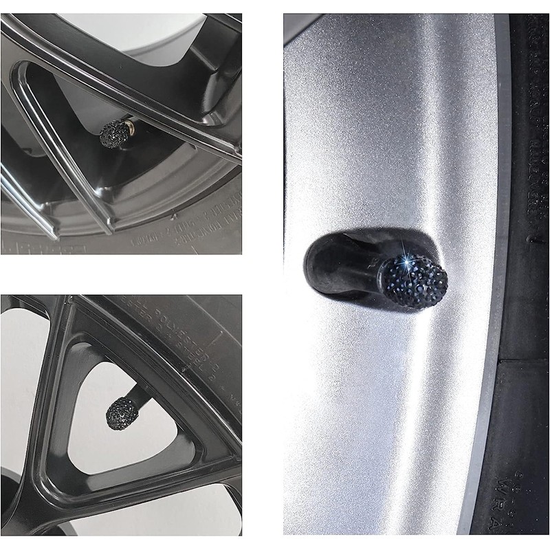 Bling Dust Caps, 4 Pack Sparkling Handmade Crystal Diamond Rhinestone