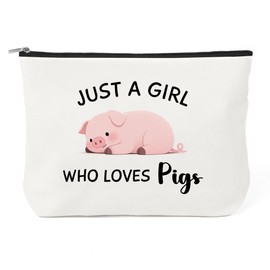 Pig Gifts for Women Pigs Lovers - Pig Themed Gifts Makeup Bag Funny Cosmetic Bag Travel Toiletry Bags Pouch Christmas Birthday Graduation Gift for Women Friends Sister Just A Girl Who Loves Pigs