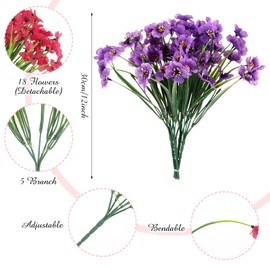 24 Bundles Artificial Flowers Outdoor Decoration,Plastic Fake Flowers Bulk,6 Colors Faux Butterfly Violets,No Fade UV Resistant Artificial Outdoor Flowers for Home Wedding Decor Indoor Outside Garden