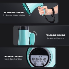 MyMealivos 20w Megaphone Speaker Portable Voice Changer Bullhorn with 6 Different Sound Effects & Built-in Siren and Record & Adjustable Volume Loud Speaker for Outdoor Sports, Party