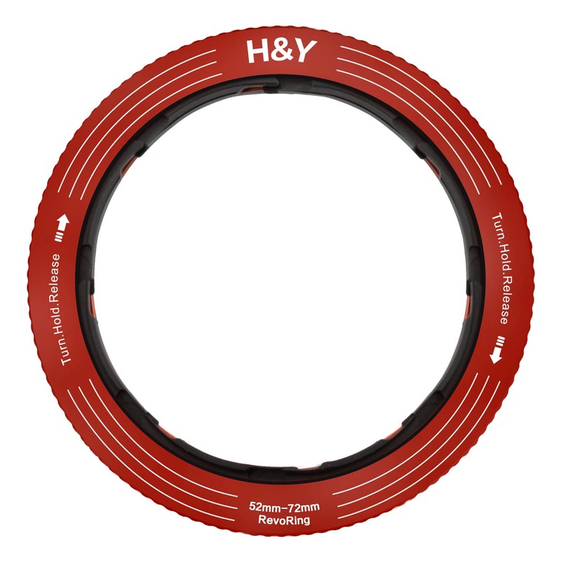 H&Y Step Up Ring REVORING 52-72mm Red Leveling Filter Diameter