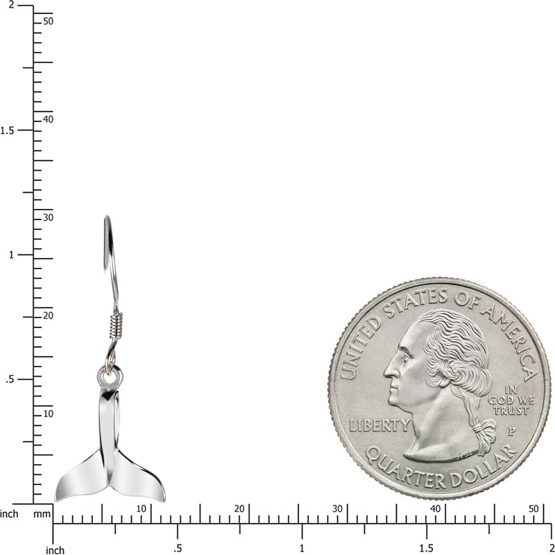 Sterling Silver Whale Tail Dangle Earrings