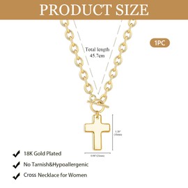 Floralgrace Dicke Goldkette Für Damen 14K Gold Kreuzkette Für Damen Große Kreuzkette Halskette Mit Kreuz Anhänger Trendiger