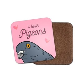 1 x I Love Pigeons Coaster - Pigeon Bird Pink Cute Birthday Girls Wife #70787
