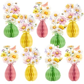 SUNBEAUTY 9 PCS Daisy Honeycomb Centerpieces Daisy Flower Table Centerpieces Summer Wildflower Birthday Party Decorations for Home Office, Baby Shower, Wedding Birthday Party Supplies