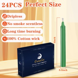 Kunrsug 24 Pack Green Spell Chime Candles – Premium Mini Unscented Taper Candles for Rituals, Prayer, Birthdays, Meditation, Altar, Spells, Chime Candles - 4 Inch Tall - Ideal for Witches