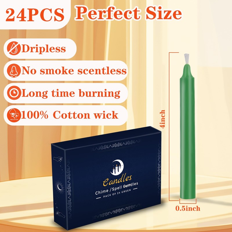 Kunrsug 24 Pack Green Spell Chime Candles – Premium Mini