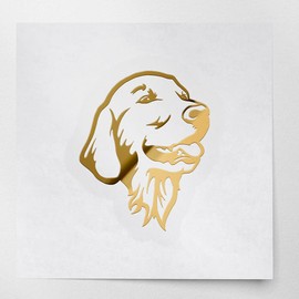 Decal Stickers of Golden Retriever (Metallic Gold) (Set of 2) Luxury Weatherproof Vinyl Decal Stickers for Laptop Desktop Smartphone Car Dirt Bike Wall Room Mason Jar Bathtub - ANDstice74305GO