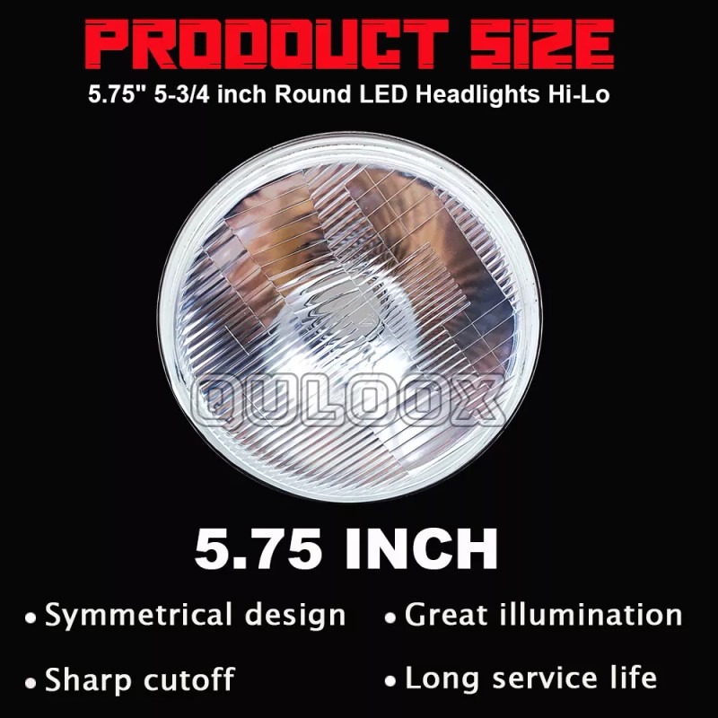 QULOOX 4pcs-5.75" 5-3/4 LED Headlight Hi/Lo Sealed Beam Projector for