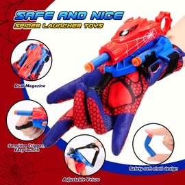Excitobo Superhero Web Shooters for Kids Age 3-7, Adjustable Spider Wrist Launcher Slinging Toy Set with 20 Darts, Ideal Birthday for Boys & Girls Imaginative Role-Playing Costume Accessory