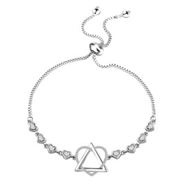 FEELMEM Adoption Gift Adoption Symbol Heart Triangle Charm Silder Bracelet Adoptive Family Present