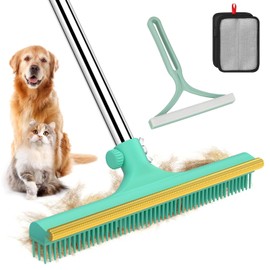 Carpet Rake for Pet Hair Removal - 60" Adjustable Long Handle Carpet Rake, 3 in 1 Reusable Pet Hair Removal Tool Kit, Cat Dog Fur Rakes Scraper Carpet Broom for Carpets, Rugs, Mats