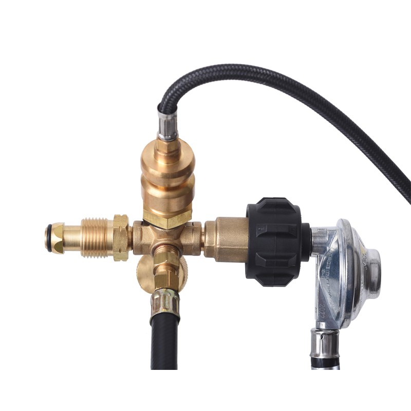 Flame King 4 Port Brass Tee Propane Adapter POL Inlet,