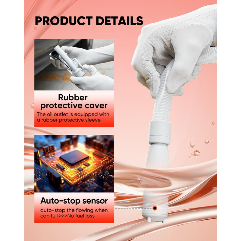 Saker Portable Fuel Pump, Automatic Fuel Transfer Pump with Auto-Stop,