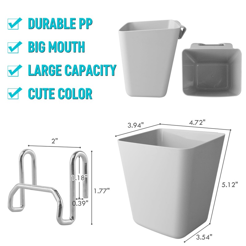 Large Grid Wall Bins - 6Pack Gray Gridwall Accessories Hanging