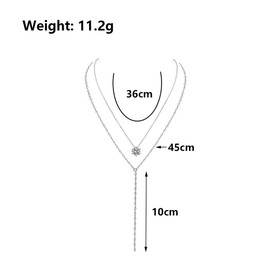 GIGB PBDK Sparkly Silver Lariat Necklaces for Women Charm Minimalist Crystal Long Thin Chain Link Y Necklace Aesthetic Valentine's Day Jewelry Gifts (Silver)