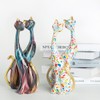 Two Cat Statues Home Decor, White Cat Sculptures 9.6-Inch with